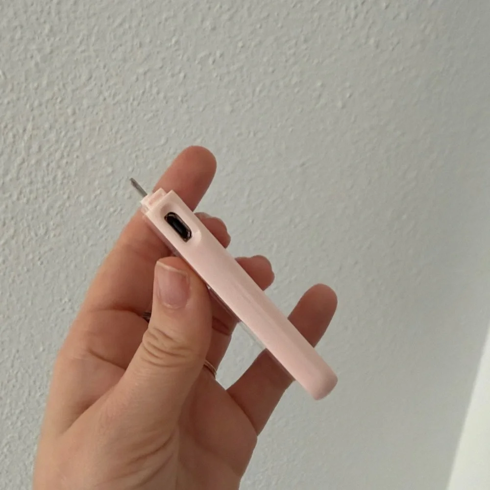 Pink portable charger with Red Rose Design
